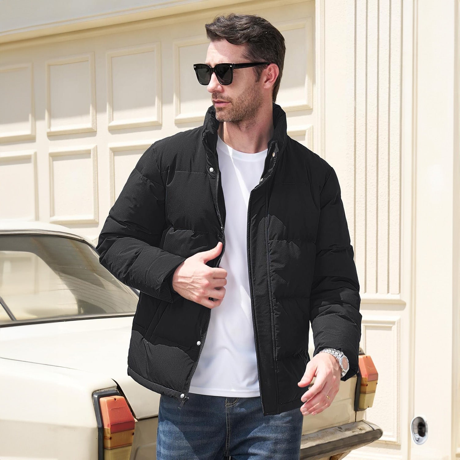 Men's Warm Down Puffer Jacket, Water - Resistant & Windproof - veyora