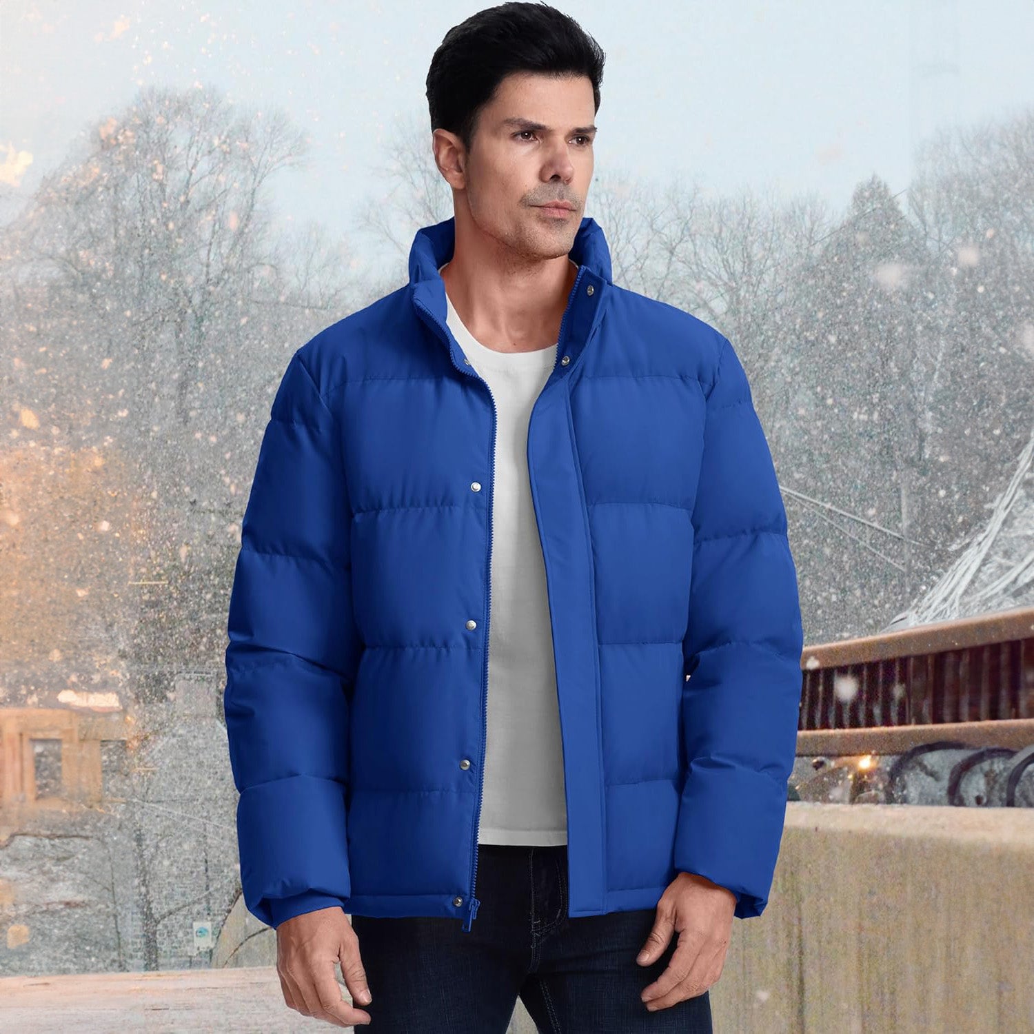 Men's Warm Down Puffer Jacket, Water - Resistant & Windproof - veyora