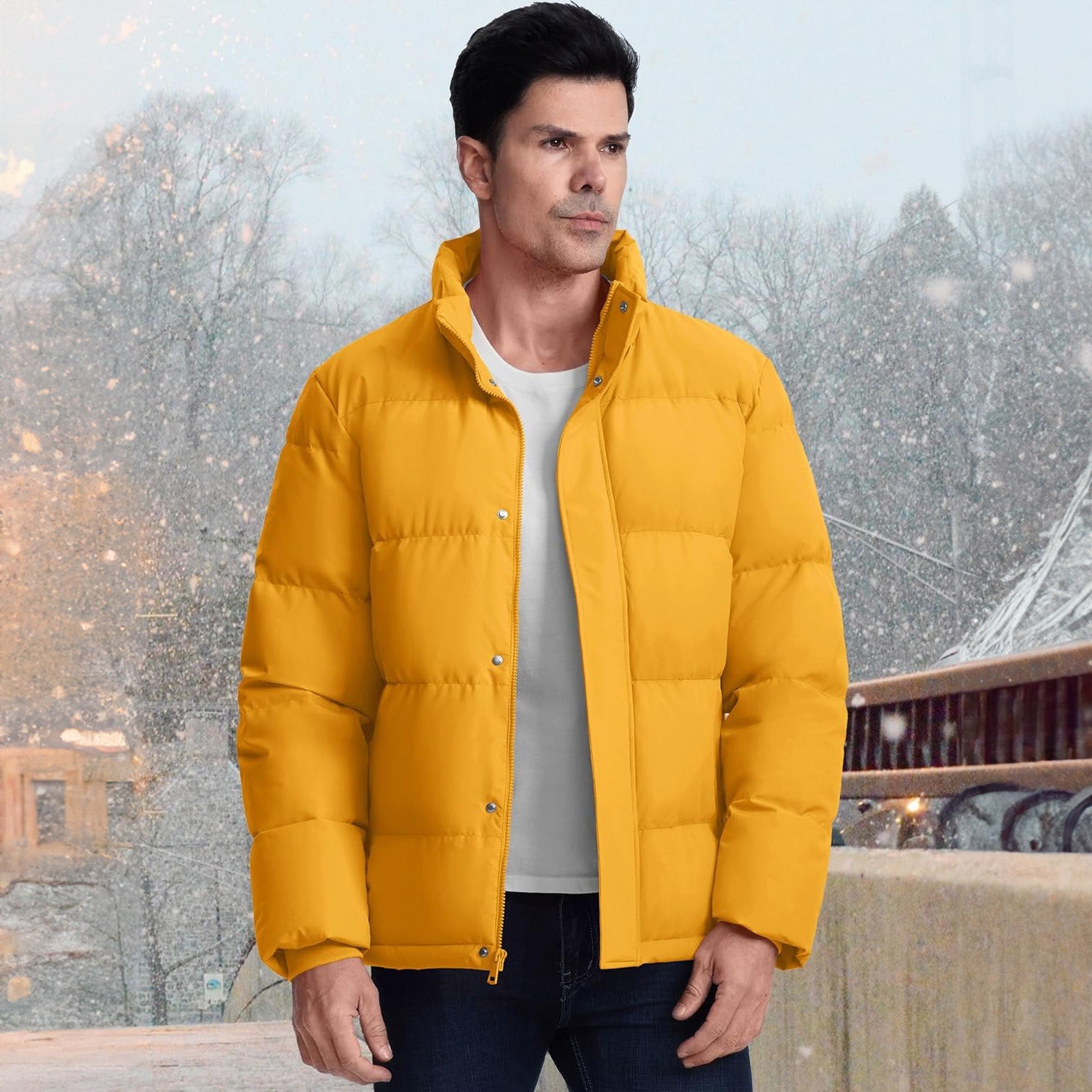 Men's Warm Down Puffer Jacket, Water - Resistant & Windproof - veyora