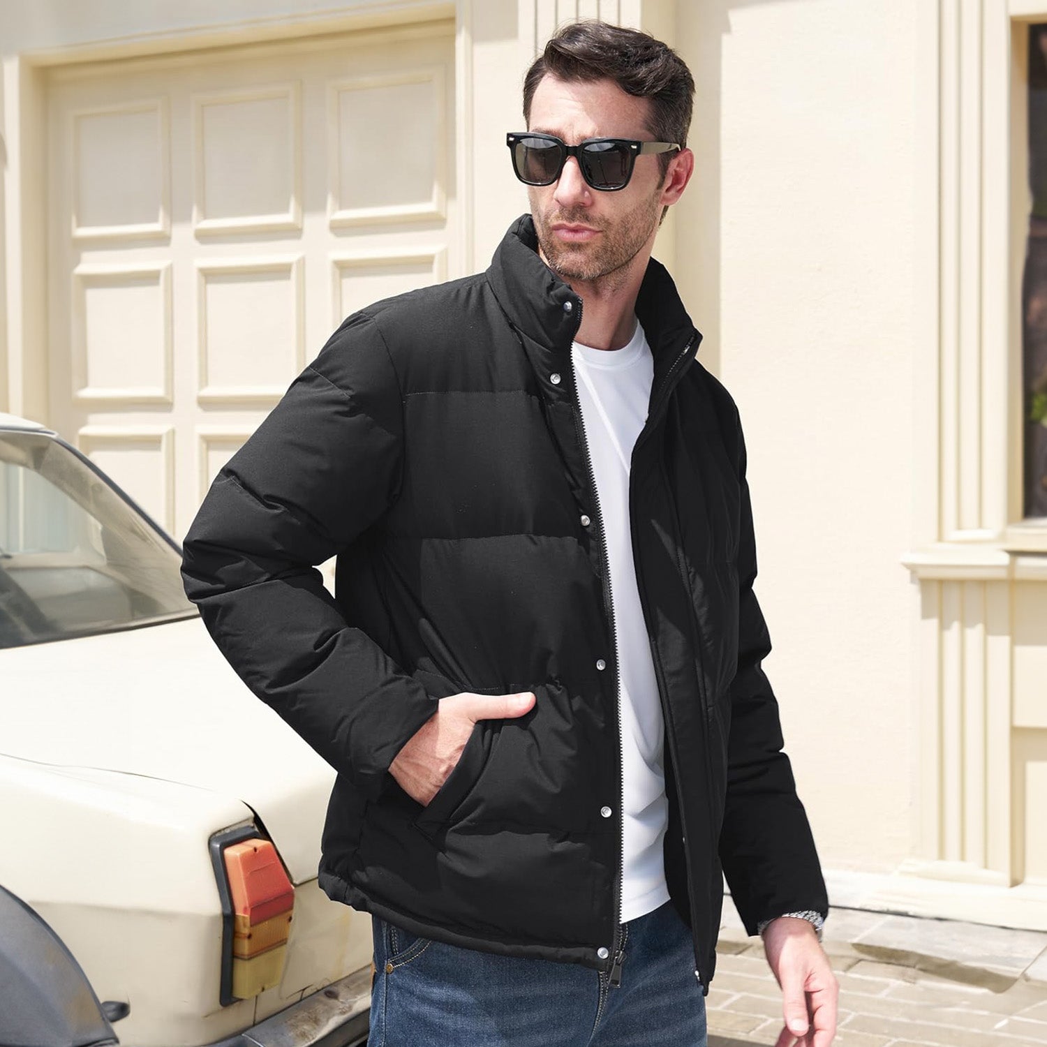 Men's Warm Down Puffer Jacket, Water - Resistant & Windproof - veyora