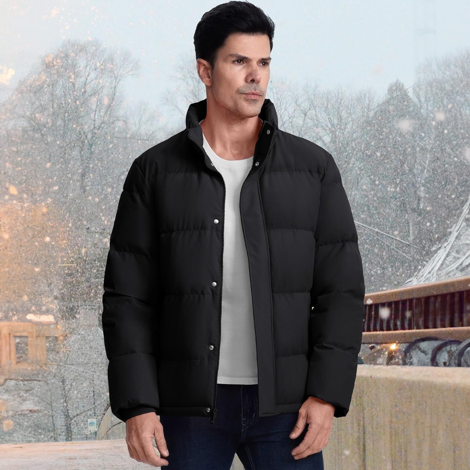 Men's Warm Down Puffer Jacket, Water - Resistant & Windproof - veyora