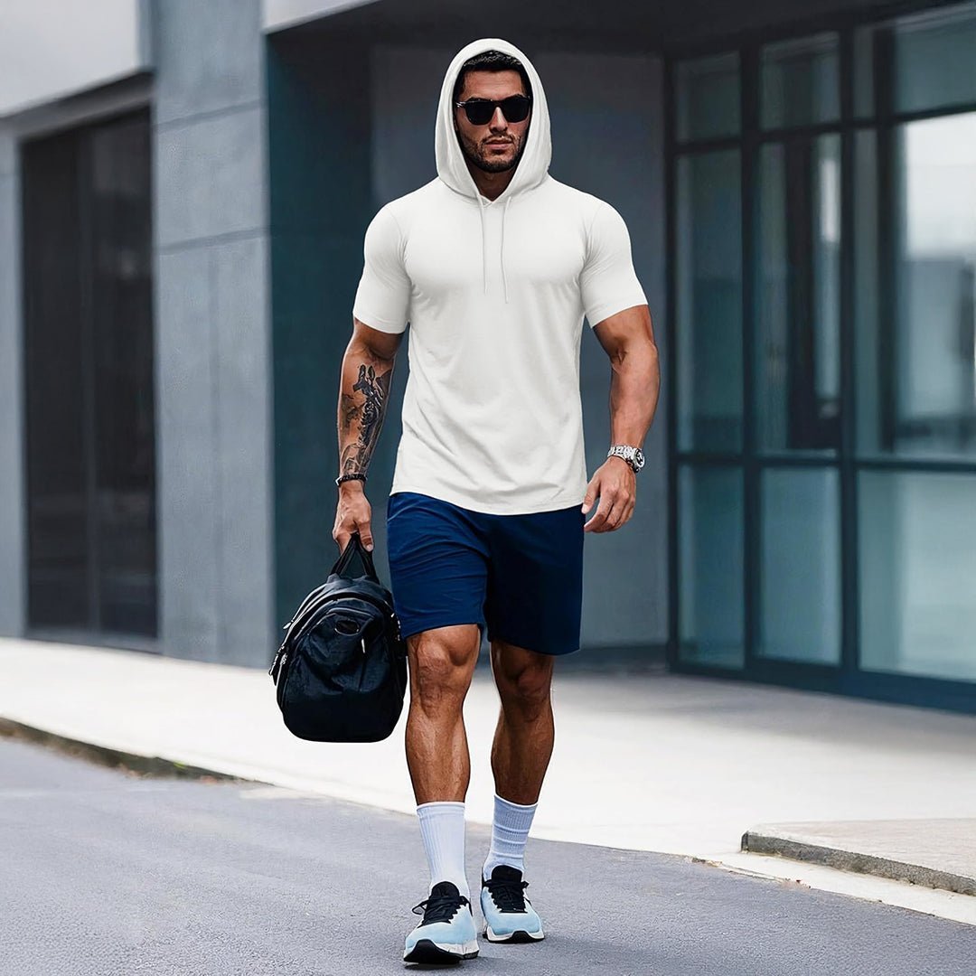 Mens Fashion Athletic Hoodies T-shirt Sport Sweatshirt Solid Color - veyora