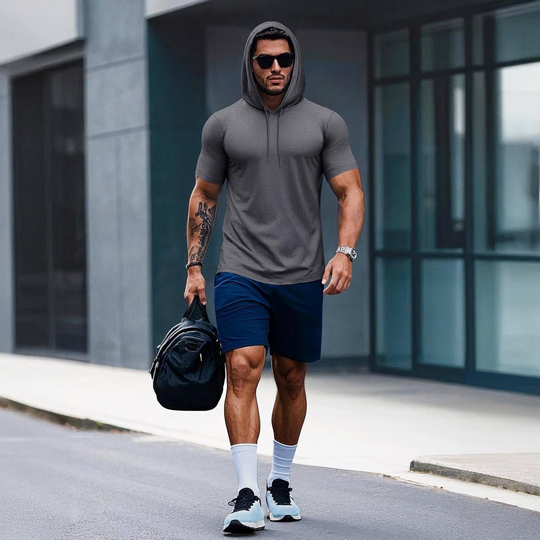 Mens Fashion Athletic Hoodies T-shirt Sport Sweatshirt Solid Color - veyora