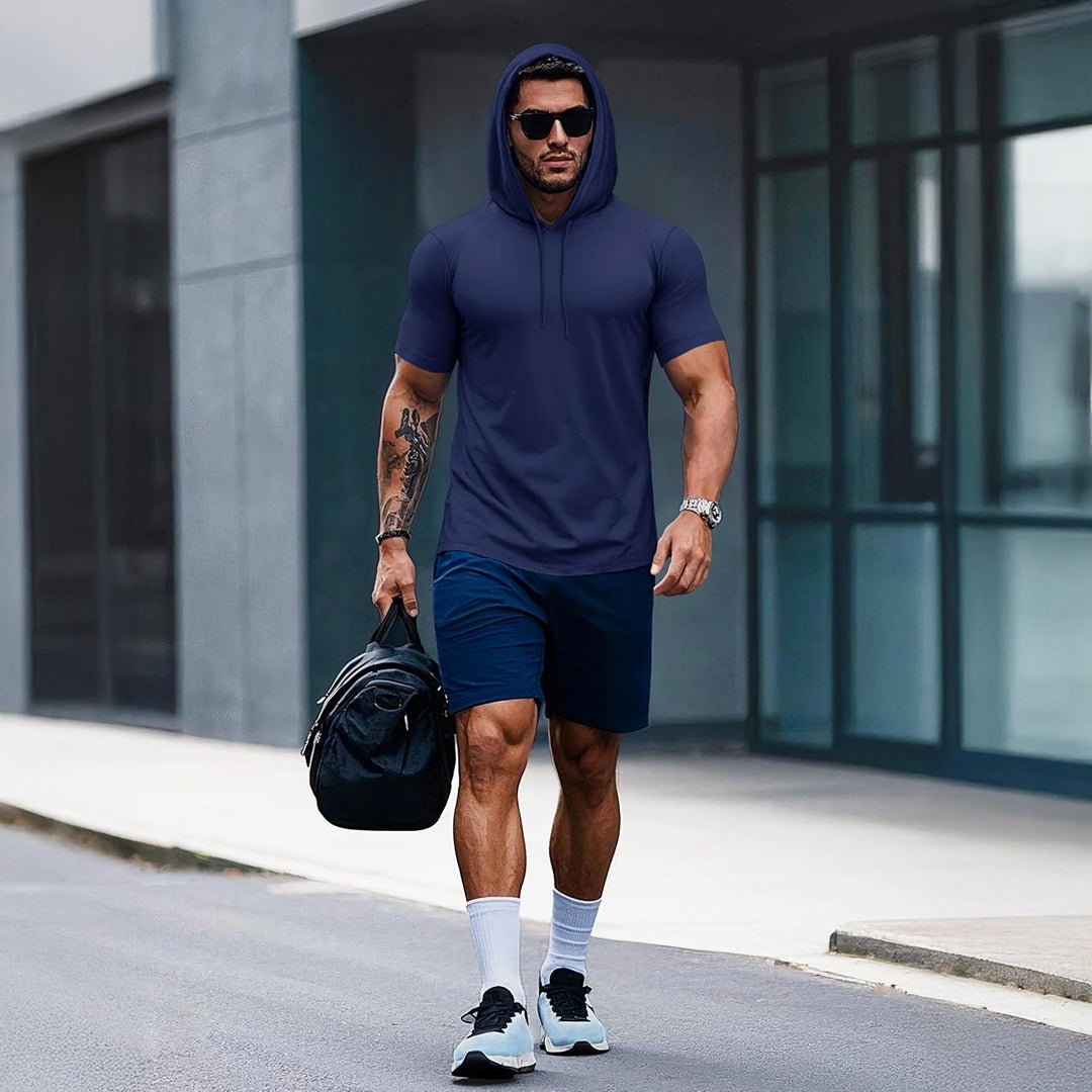 Mens Fashion Athletic Hoodies T-shirt Sport Sweatshirt Solid Color