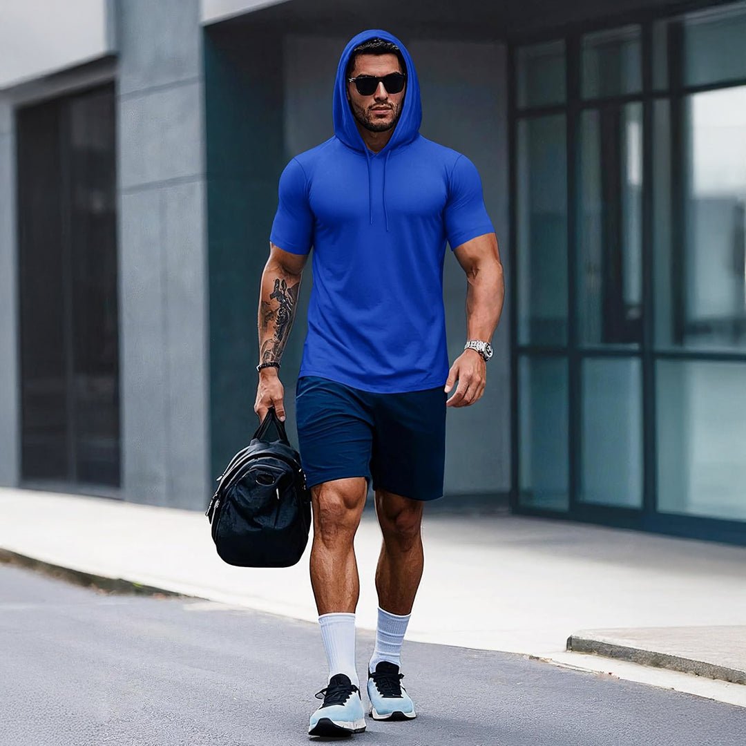 Mens Fashion Athletic Hoodies T-shirt Sport Sweatshirt Solid Color