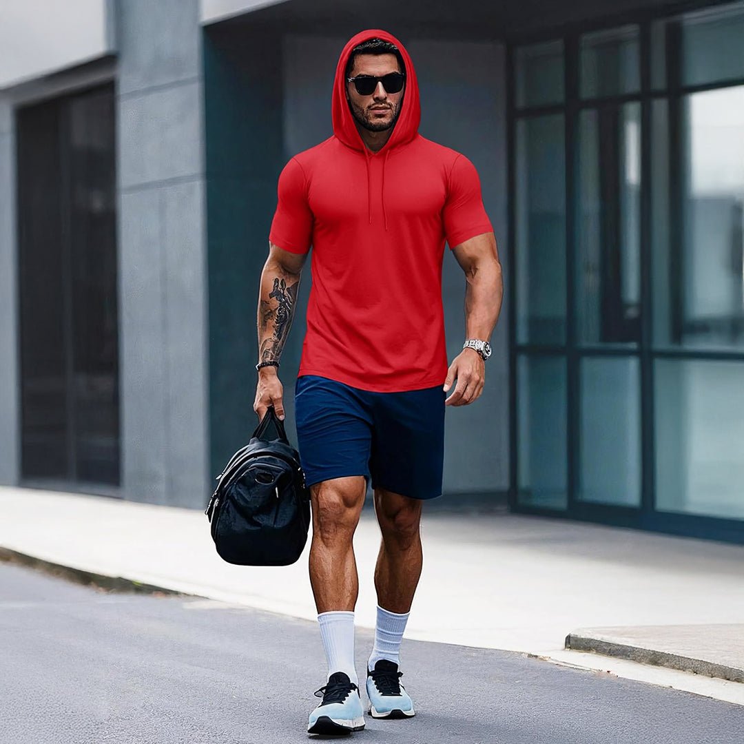 Mens Fashion Athletic Hoodies T-shirt Sport Sweatshirt Solid Color