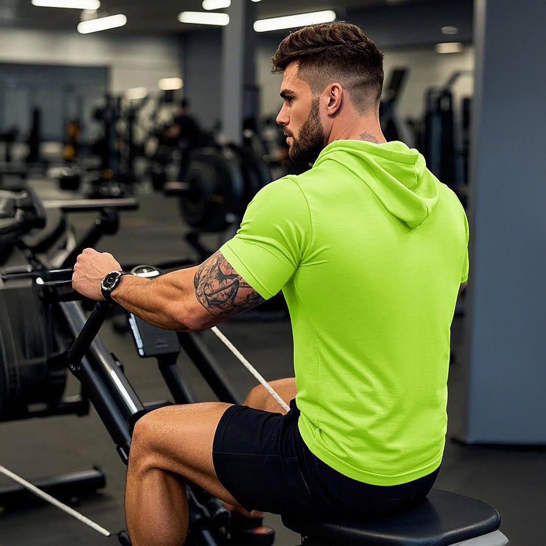 Mens Fashion Athletic Hoodies T-shirt Sport Sweatshirt Solid Color