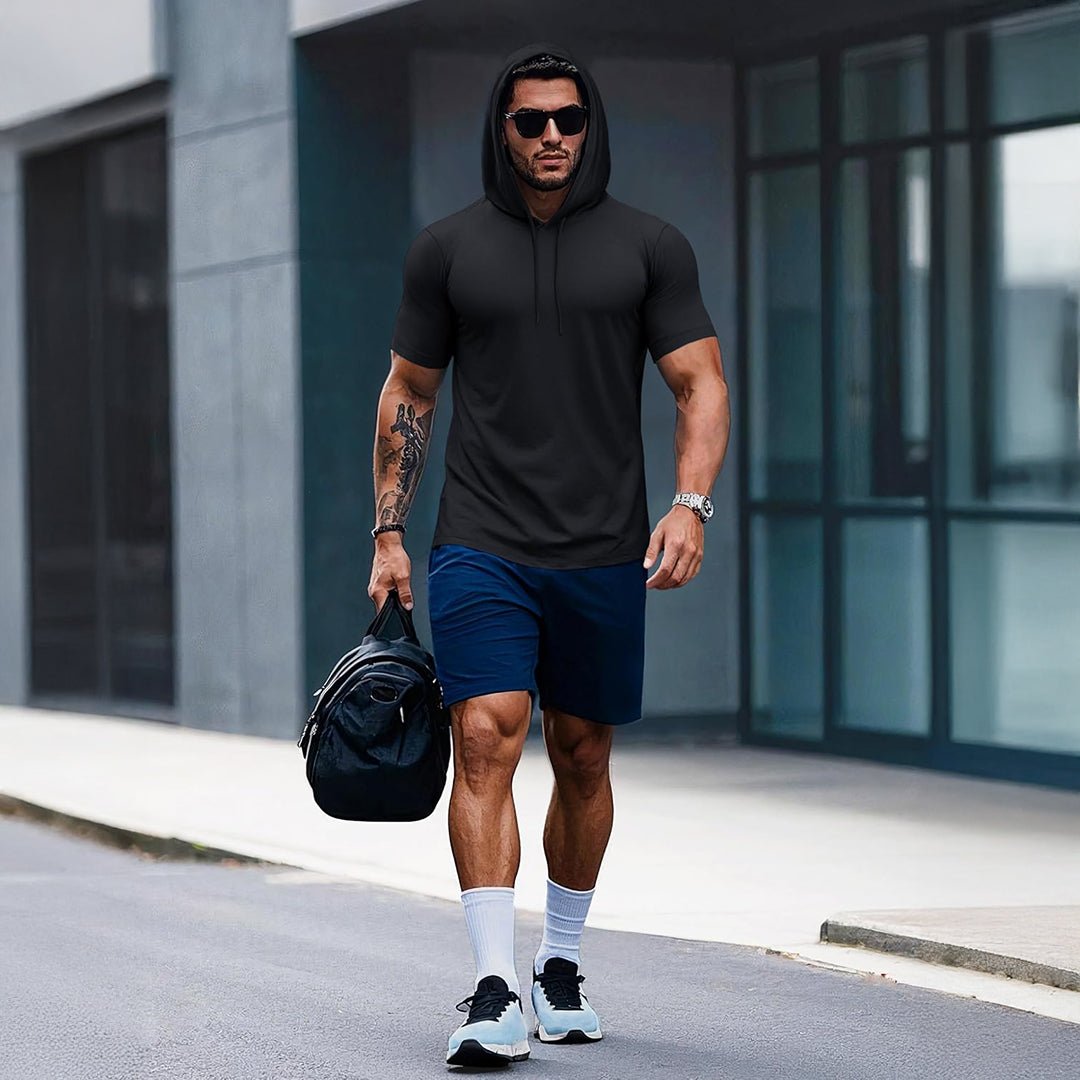 Mens Fashion Athletic Hoodies T-shirt Sport Sweatshirt Solid Color