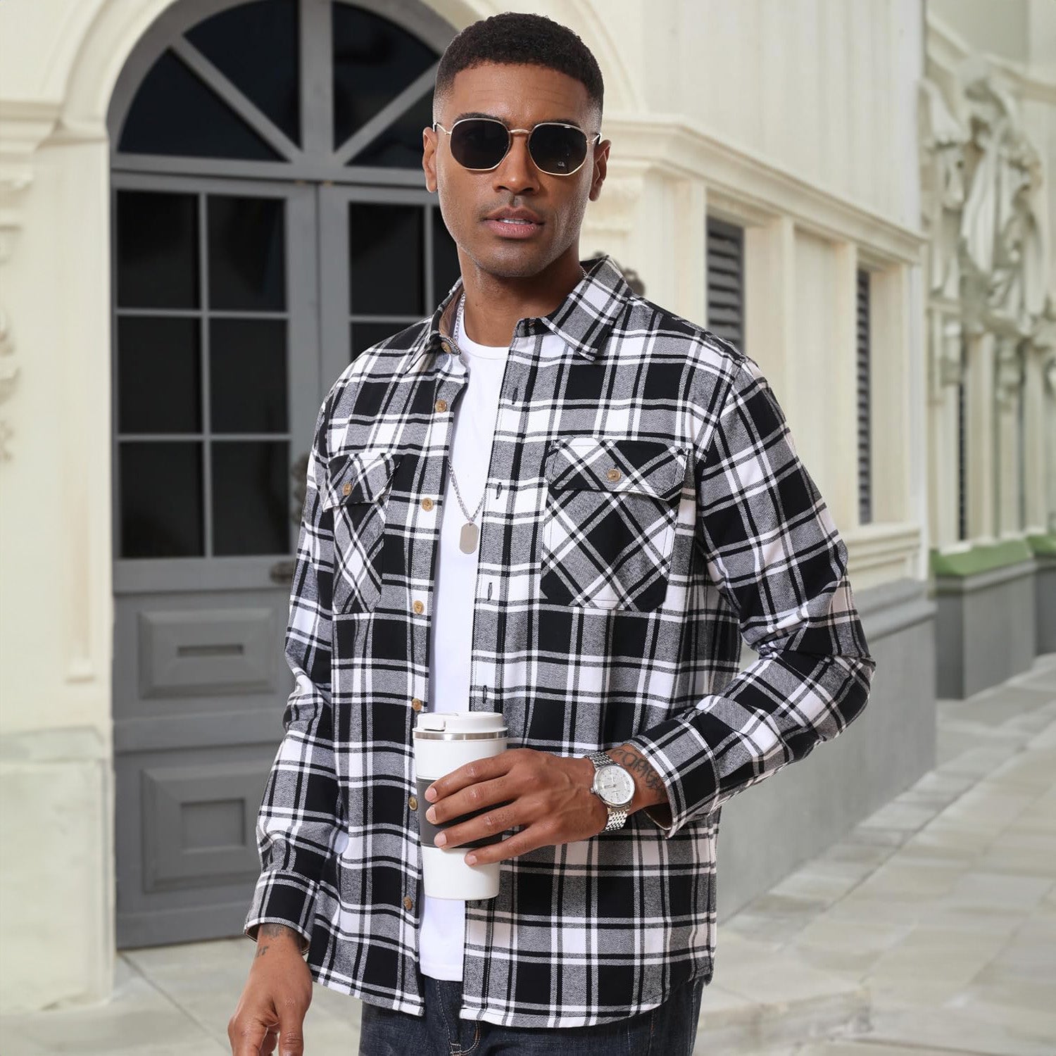 Men's Lightweight Flannel Shirt Jacket - veyora