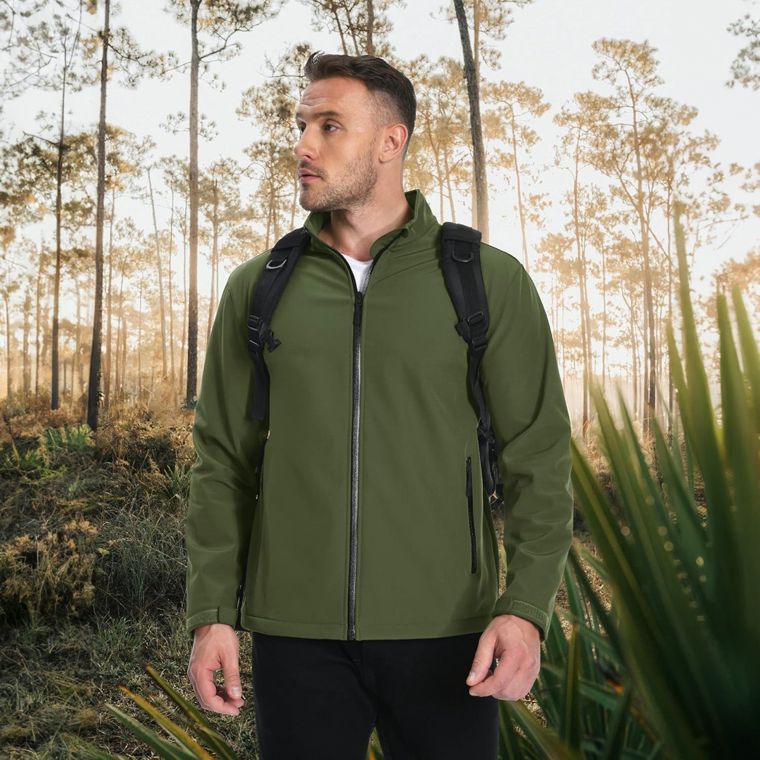 Men's Fleece-Lined Softshell Jacket, Waterproof & Windproof