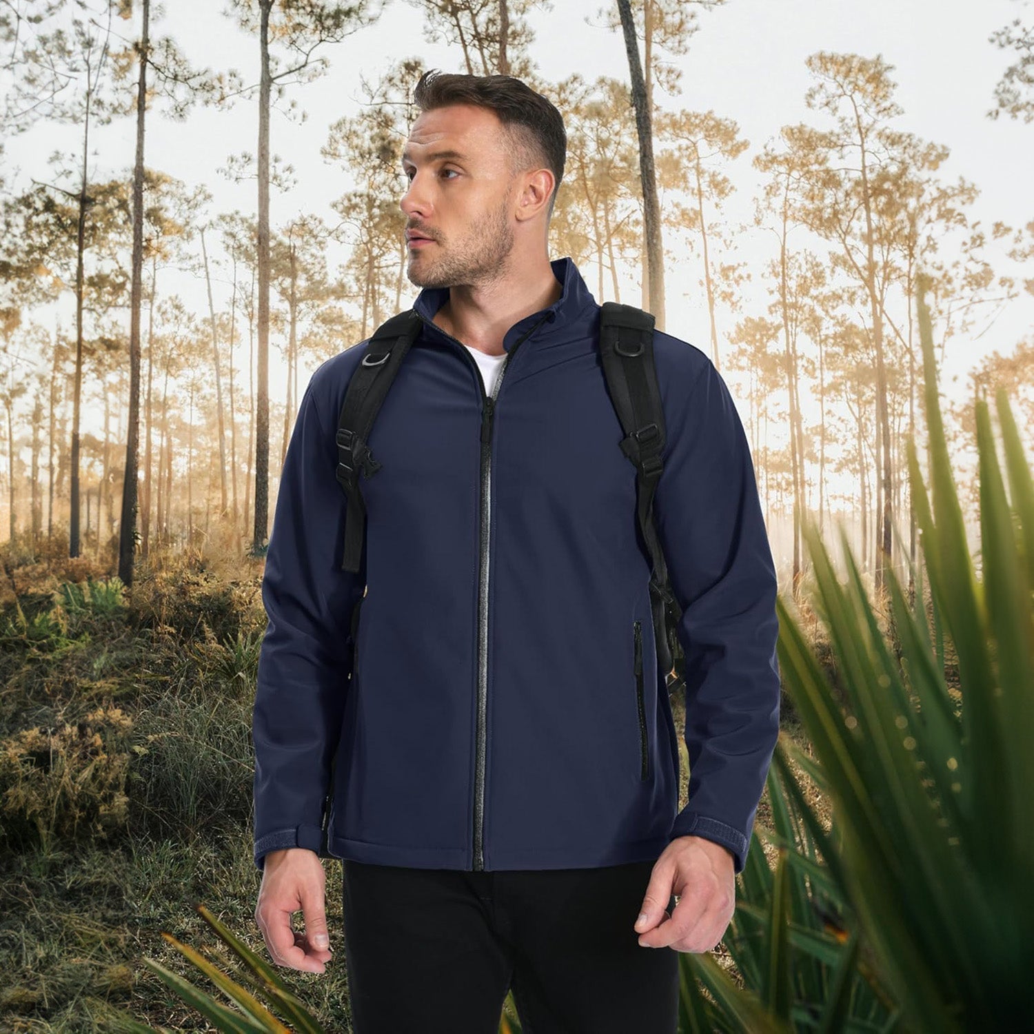 Men's Fleece-Lined Softshell Jacket, Waterproof & Windproof