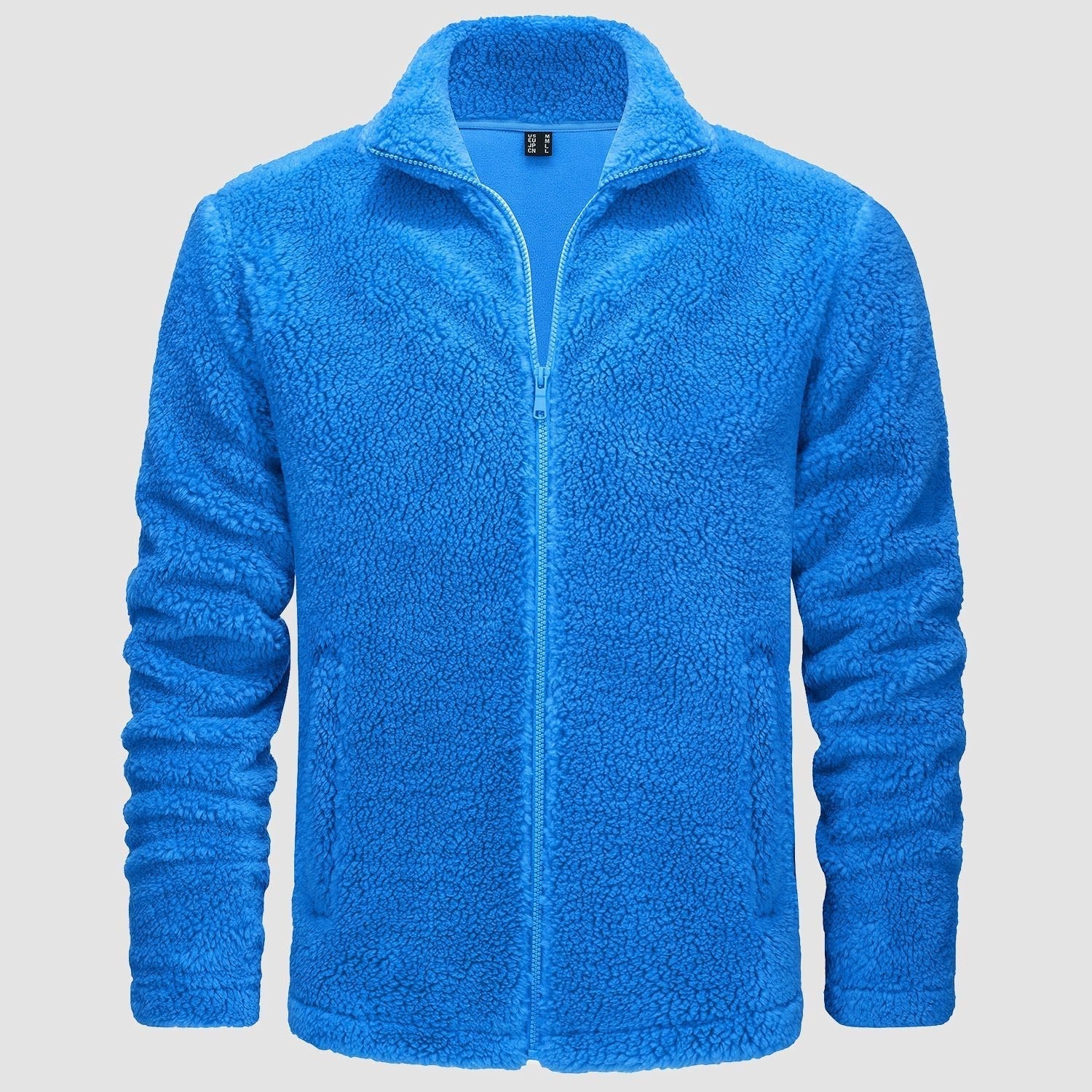 Men's Fluffy Sherpa Fleece Jacket Full Zip Casual Winter Outwear - veyora