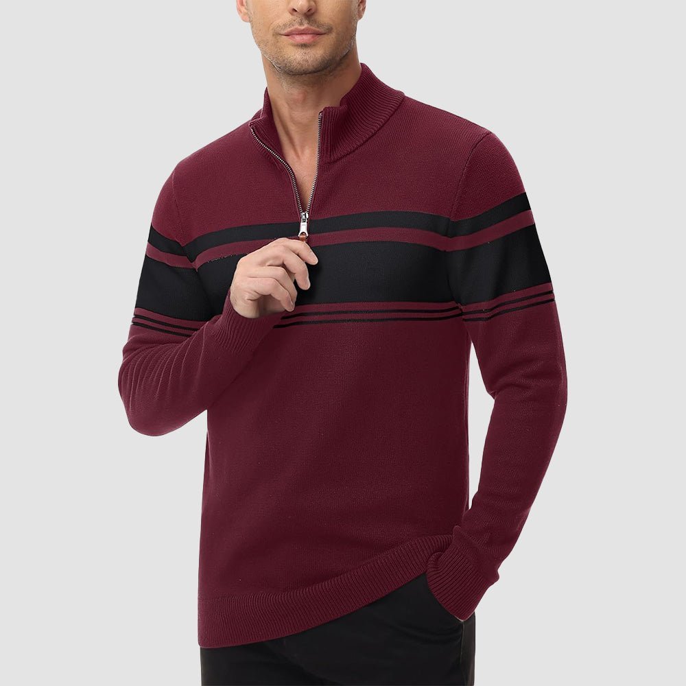 Men's Half Zipper Pullover Sweater Slim Fit Knitted Sweatshirt - veyora