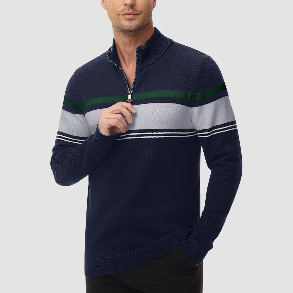 Men's Half Zipper Pullover Sweater Slim Fit Knitted Sweatshirt - veyora