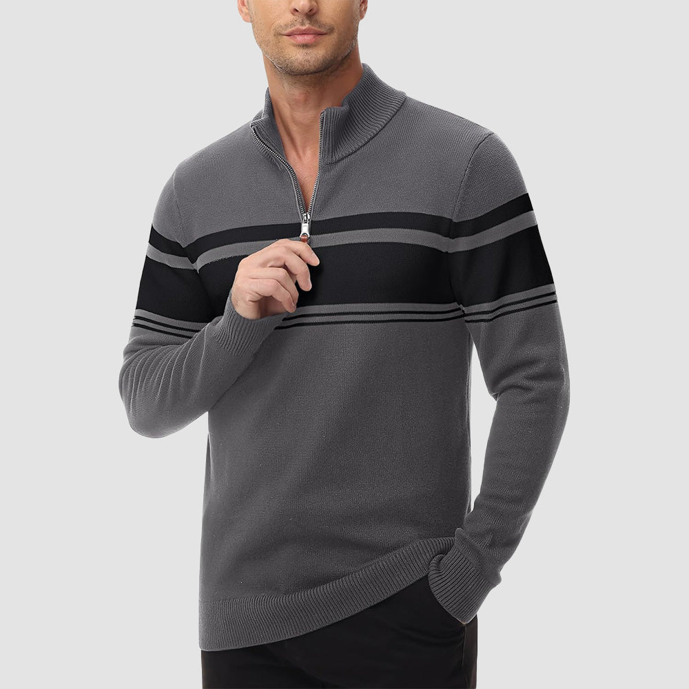 Men's Half Zipper Pullover Sweater Slim Fit Knitted Sweatshirt - veyora