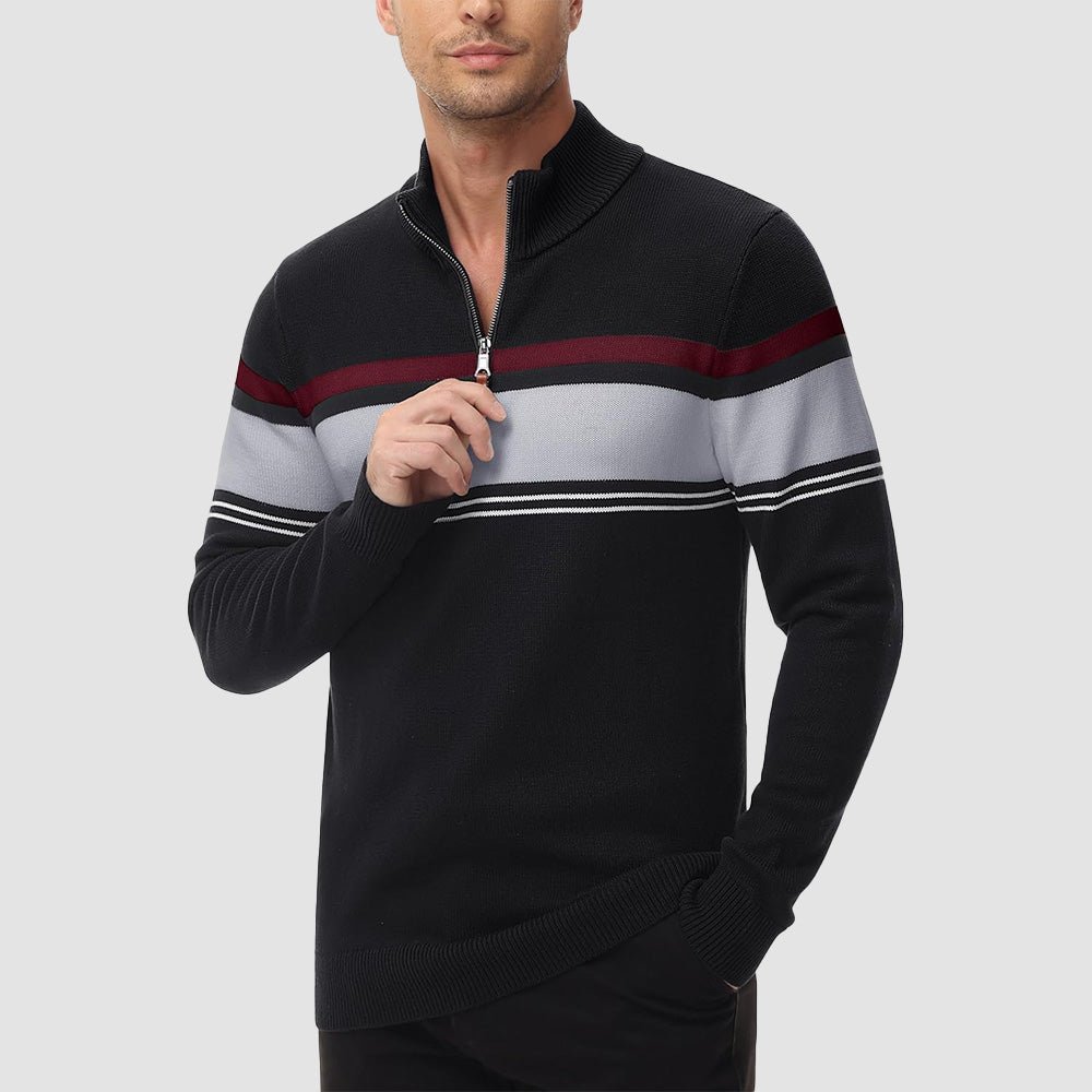 Men's Half Zipper Pullover Sweater Slim Fit Knitted Sweatshirt - veyora