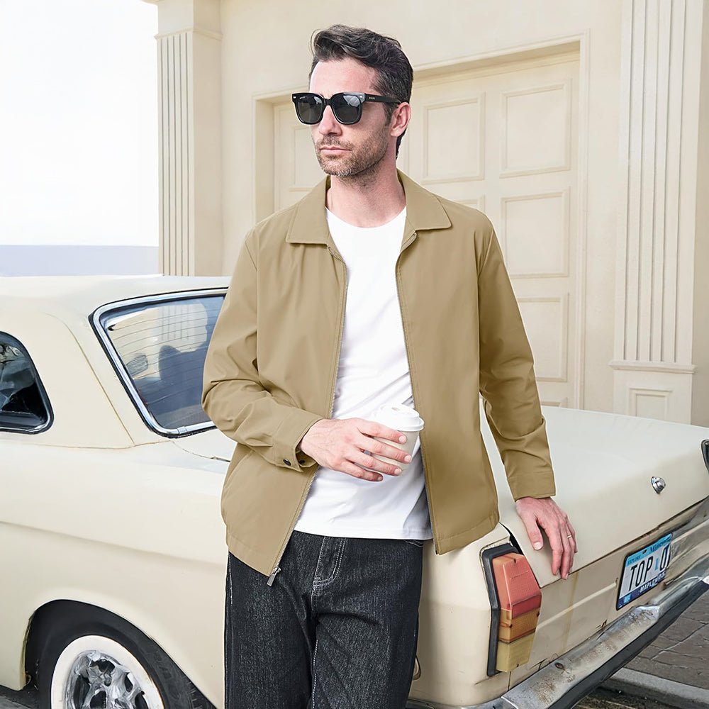 Men's Lightweight Jacket Casual Laydown Collar Jacket - veyora