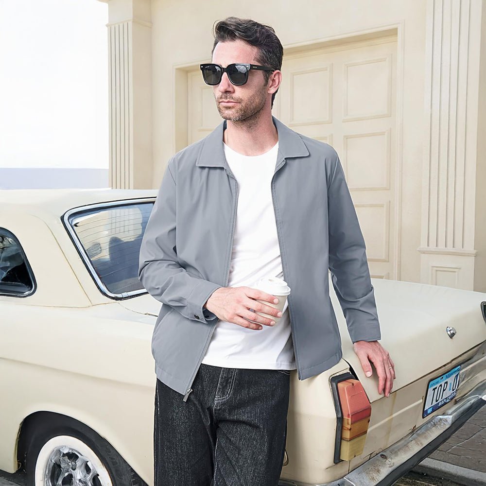 Men's Lightweight Jacket Casual Laydown Collar Jacket - veyora