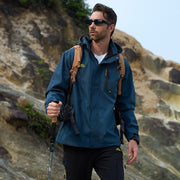 Men's Lightweight Rain Jacket with Detachable Hood for Hiking - veyora