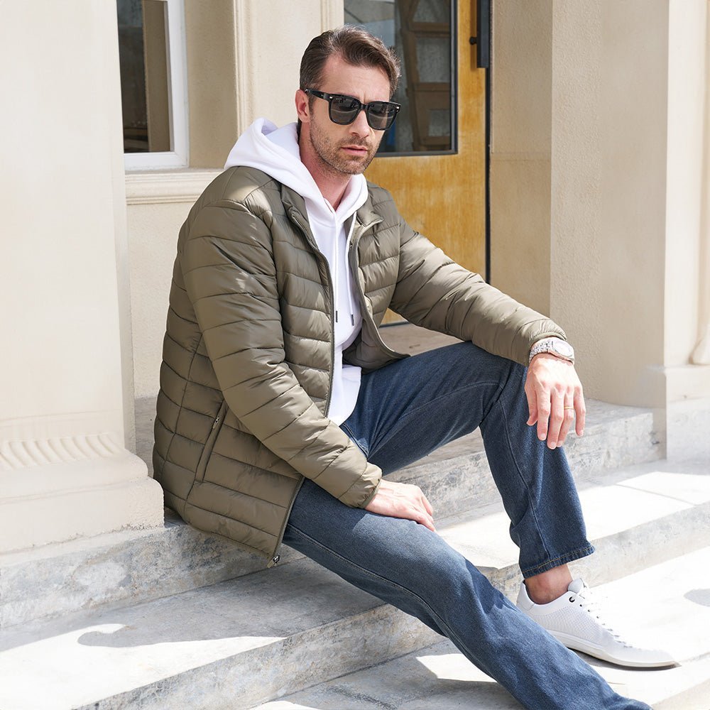 Men's Lightweight Puffer Jacket – Water - Repellent Winter Coat - veyora