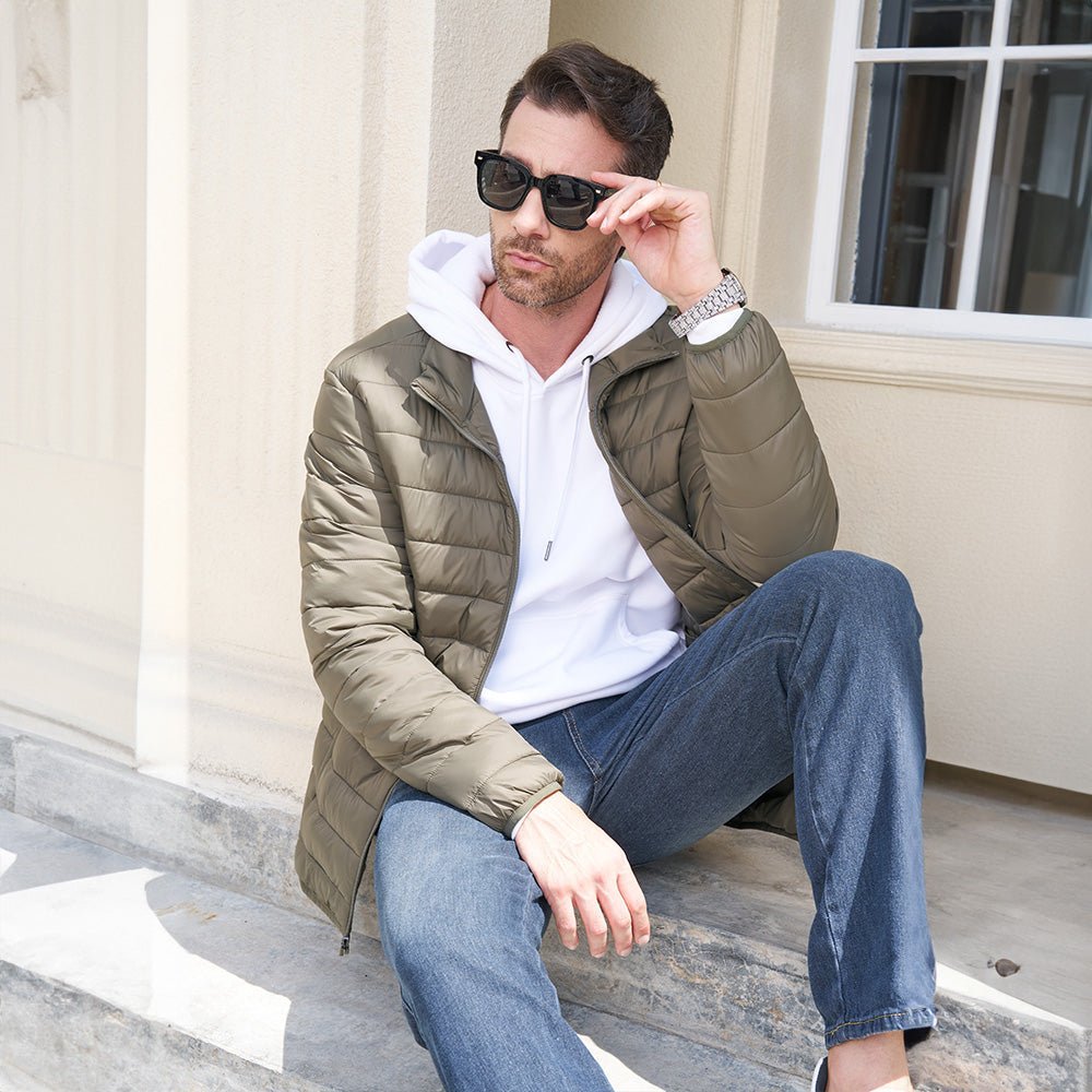 Men's Lightweight Puffer Jacket – Water - Repellent Winter Coat - veyora