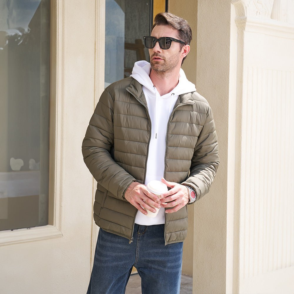 Men's Lightweight Puffer Jacket – Water - Repellent Winter Coat - veyora