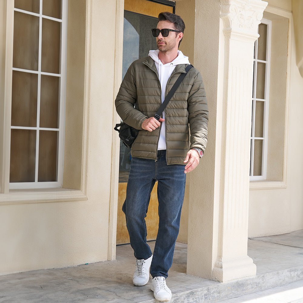 Men's Lightweight Puffer Jacket – Water - Repellent Winter Coat - veyora