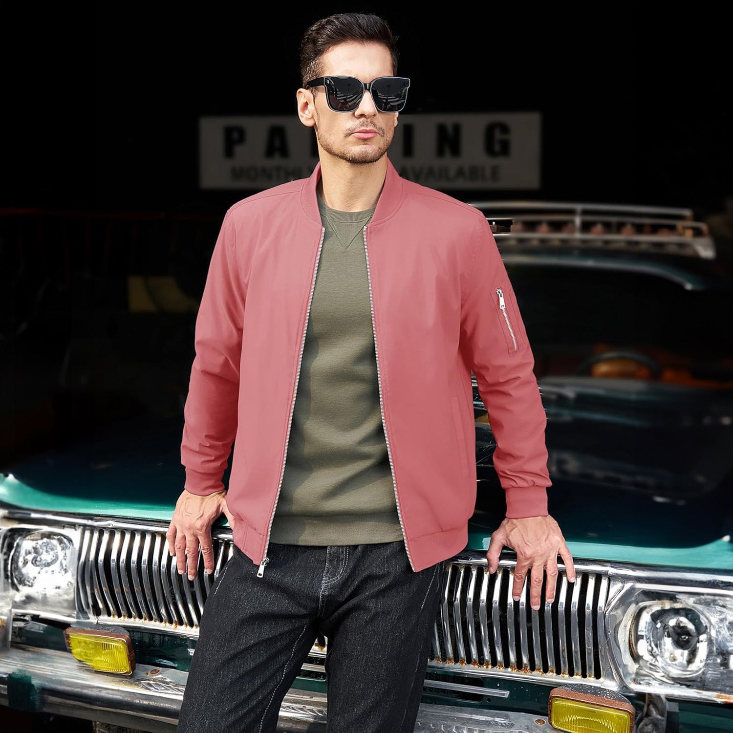Men's Lightweight Zip-Up Bomber Jacket - Casual Windbreaker