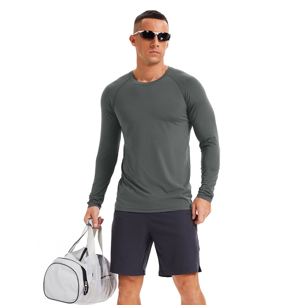 Men's Long Sleeve Rash Guard UPF 50+ Athletic Swim Shirt