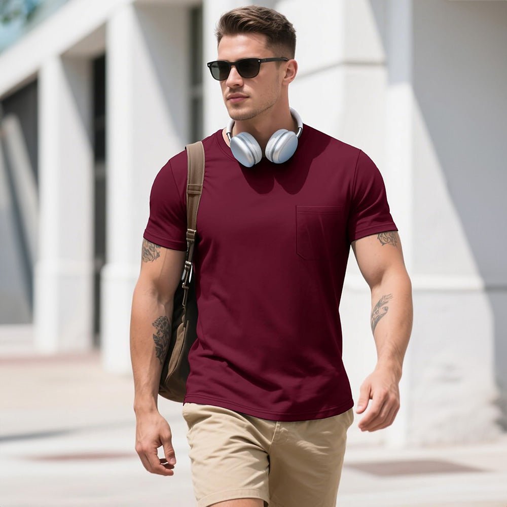 Men's Pocket T-Shirt UPF 50+ Lightweight Summer Crewneck - veyora