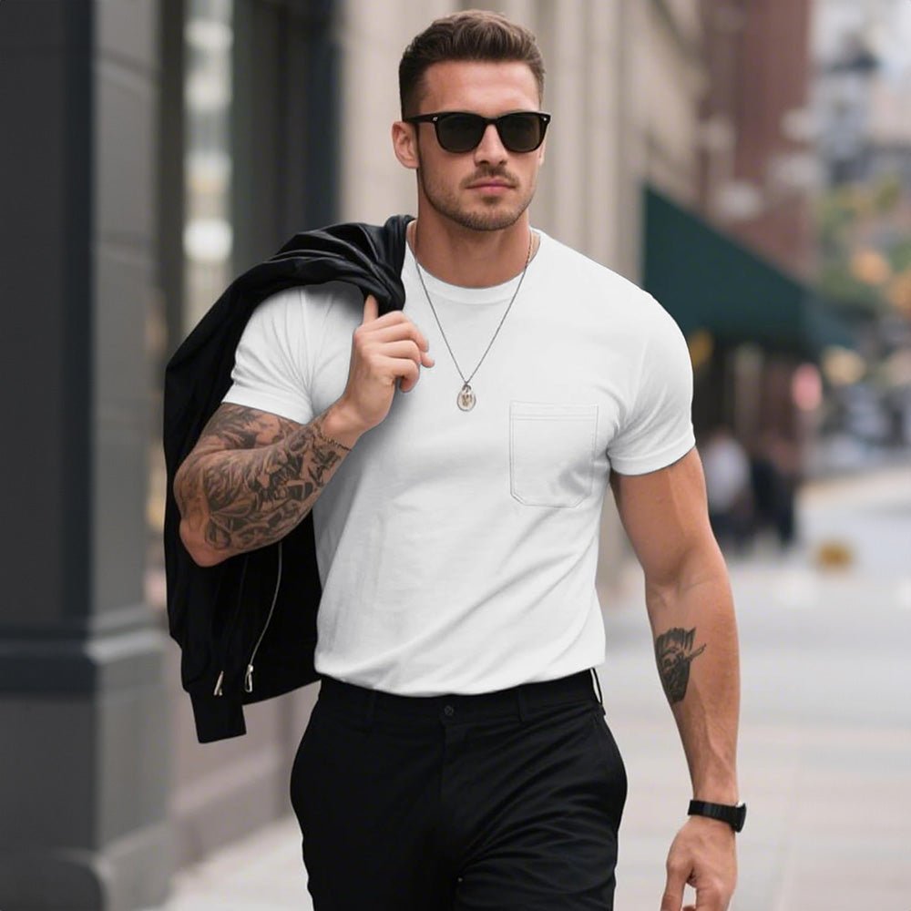 Men's Pocket T-Shirt UPF 50+ Lightweight Summer Crewneck - veyora