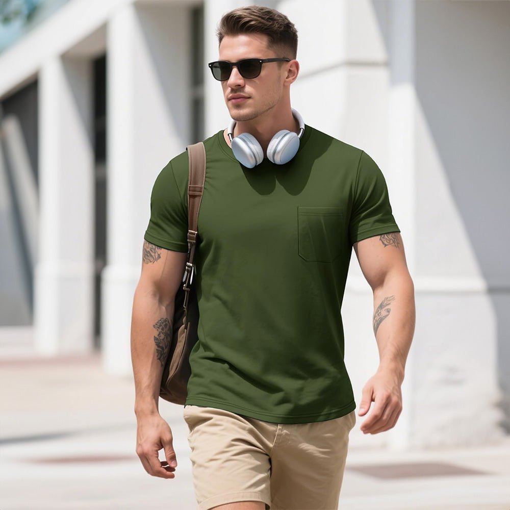 Men's Pocket T-Shirt UPF 50+ Lightweight Summer Crewneck - veyora