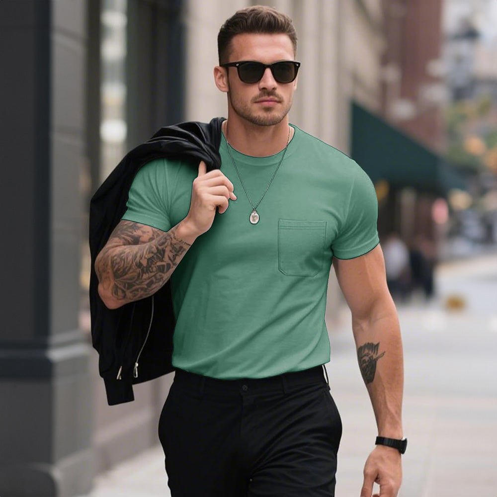 Men's Pocket T-Shirt UPF 50+ Lightweight Summer Crewneck - veyora