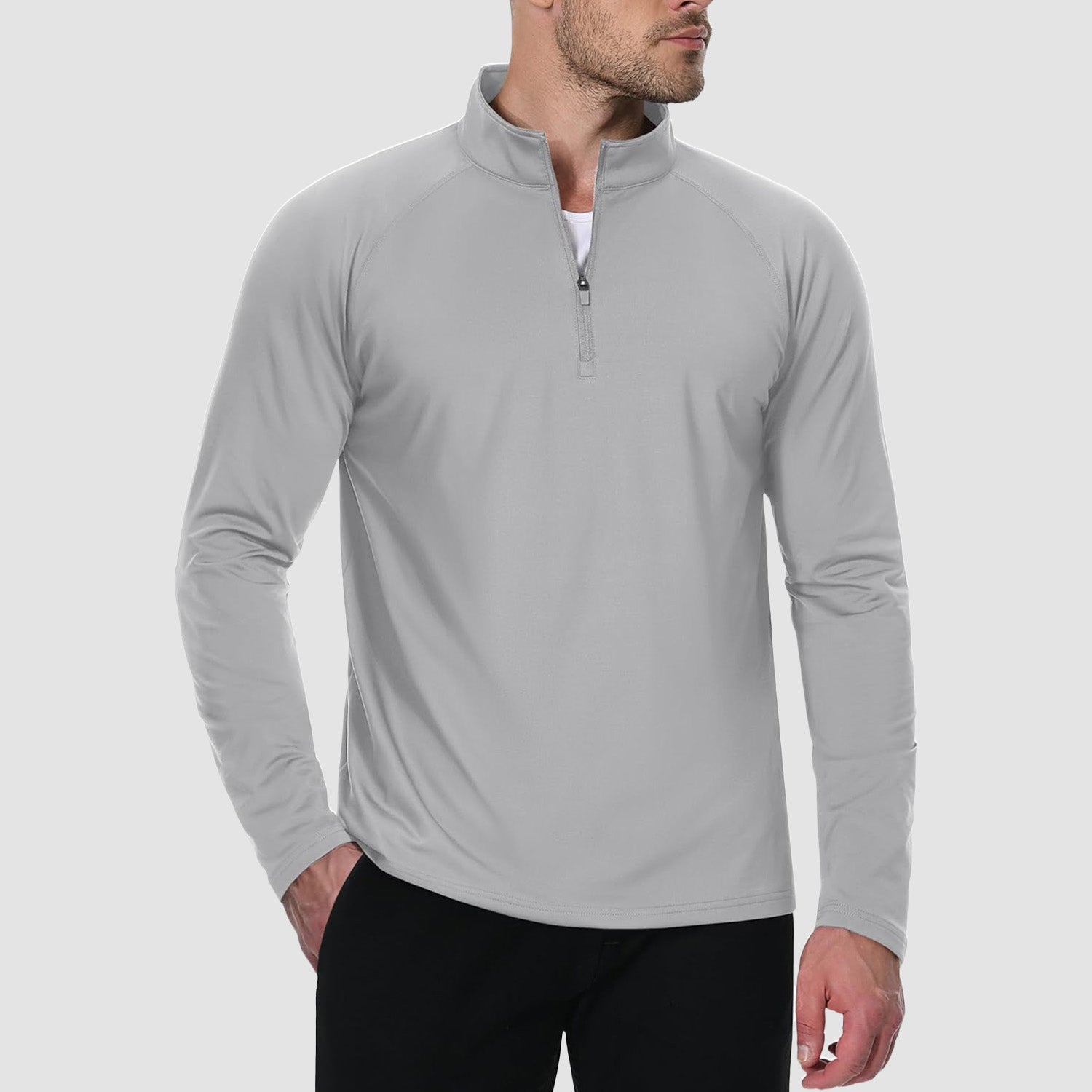 Men's Fleece - Lined Quarter Zip Pullover Sweatshirt - veyora