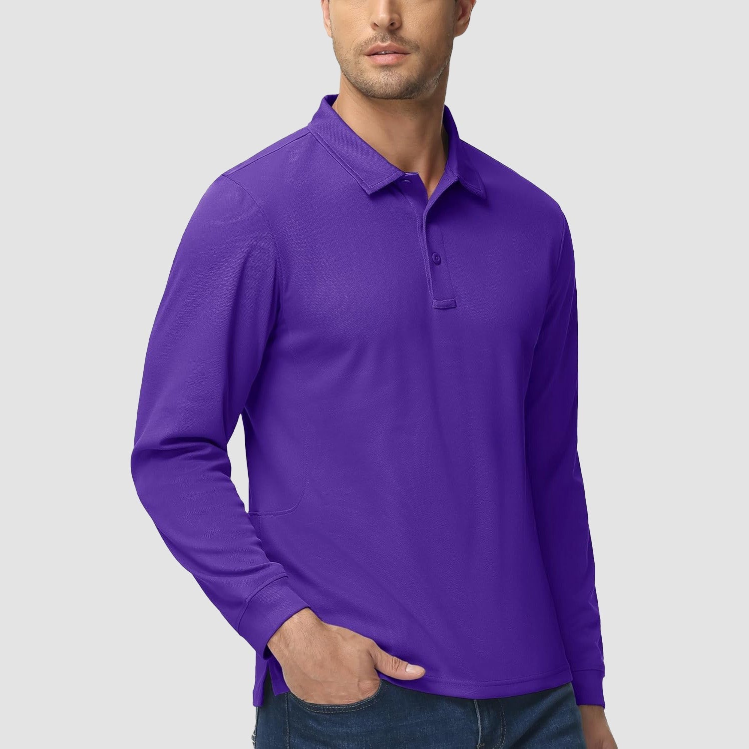 Men's Quick Dry Tactical Polo - Long Sleeve Performance Shirt