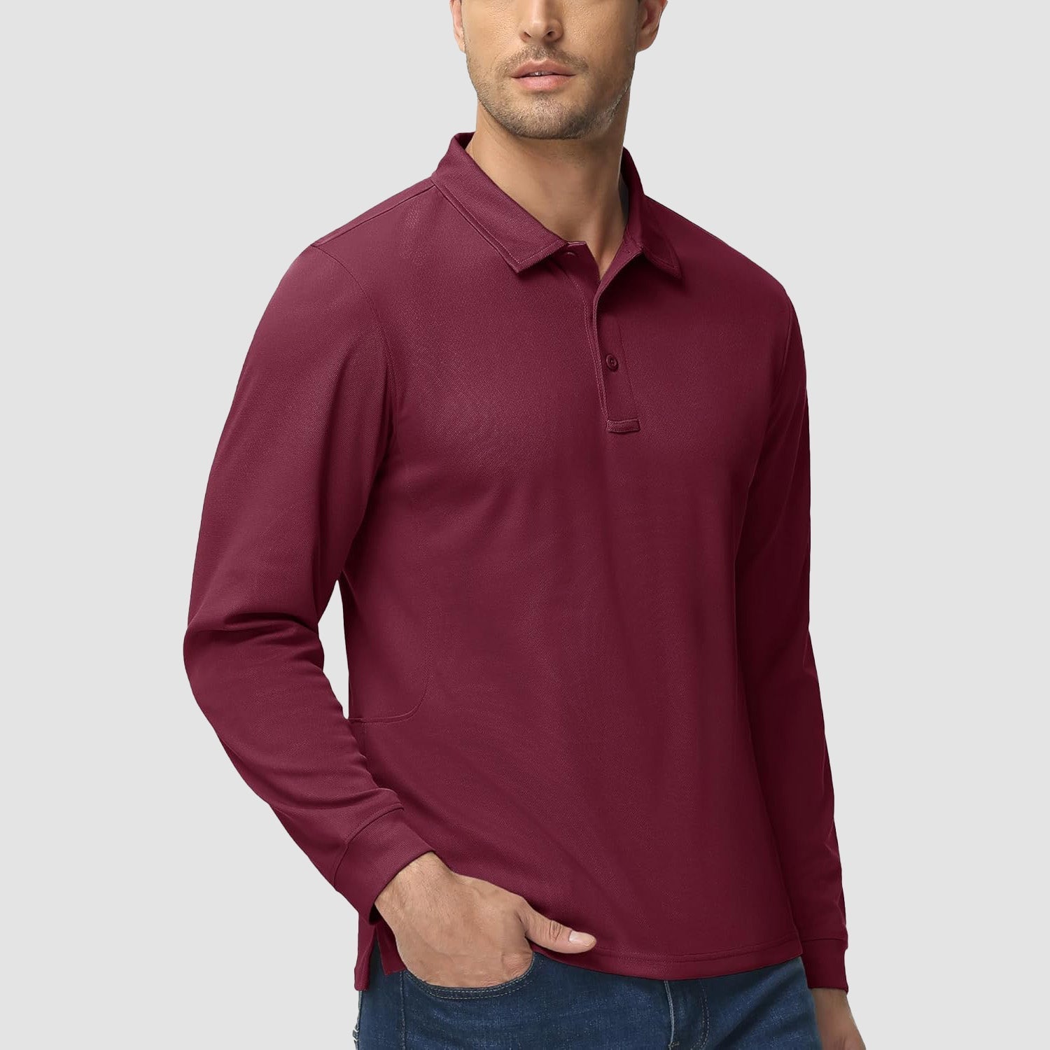 Men's Quick Dry Tactical Polo - Long Sleeve Performance Shirt