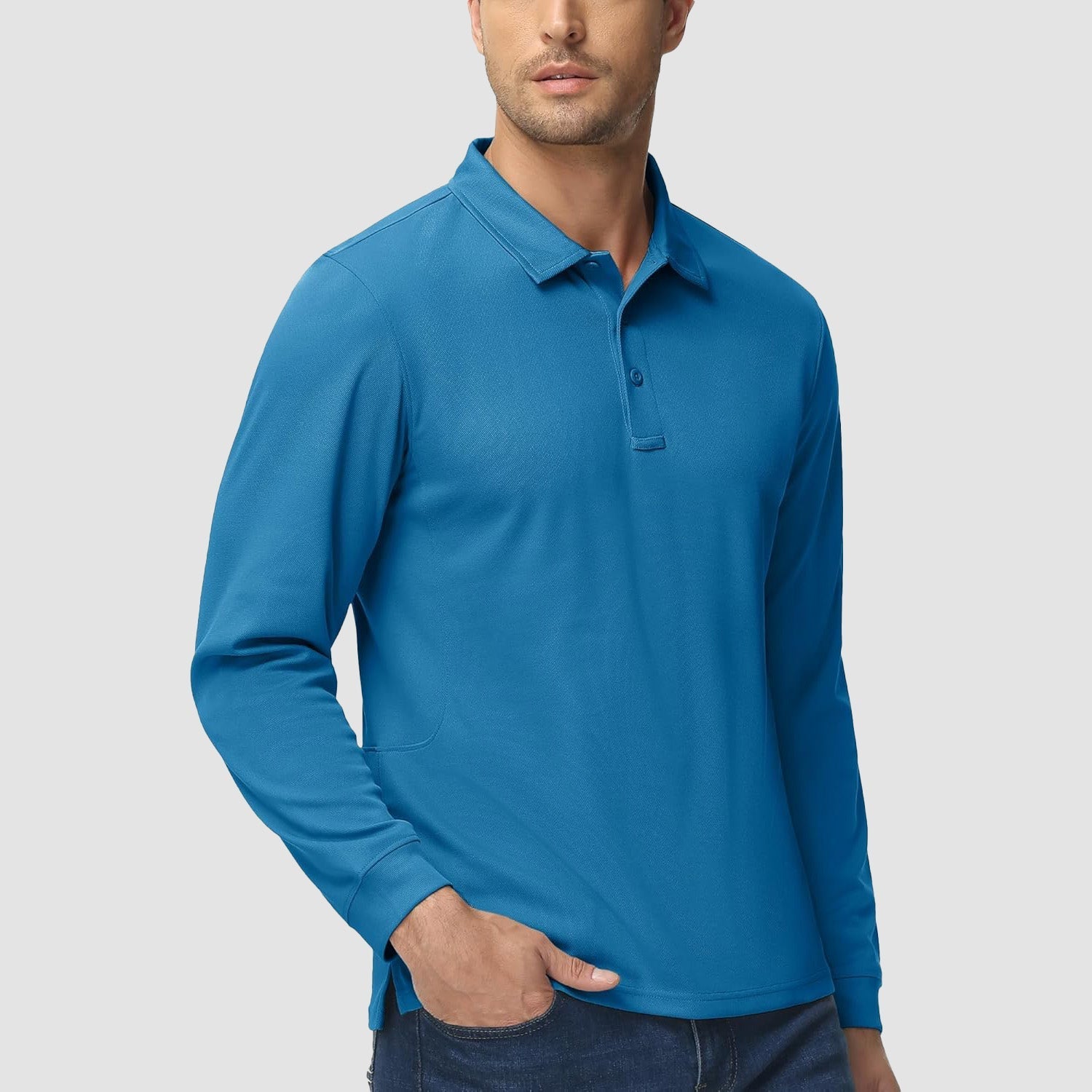 Men's Quick Dry Tactical Polo - Long Sleeve Performance Shirt