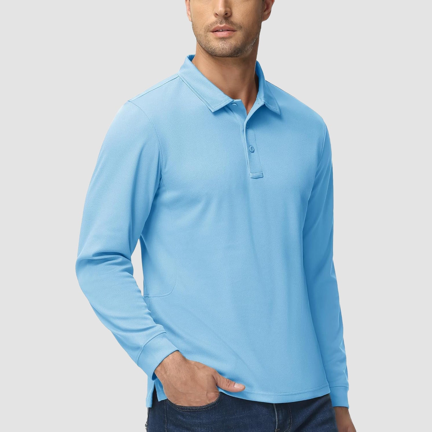 Men's Quick Dry Tactical Polo - Long Sleeve Performance Shirt