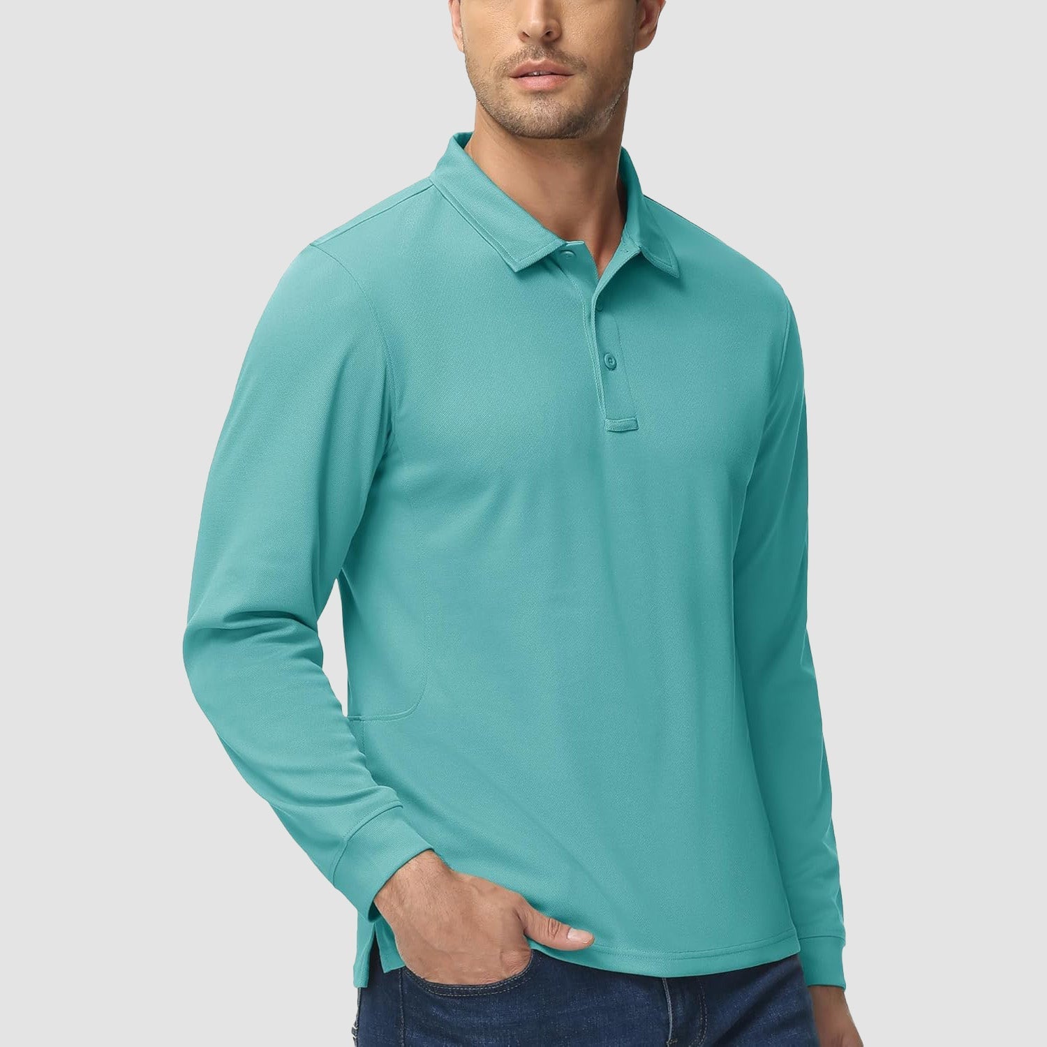 Men's Quick Dry Tactical Polo - Long Sleeve Performance Shirt