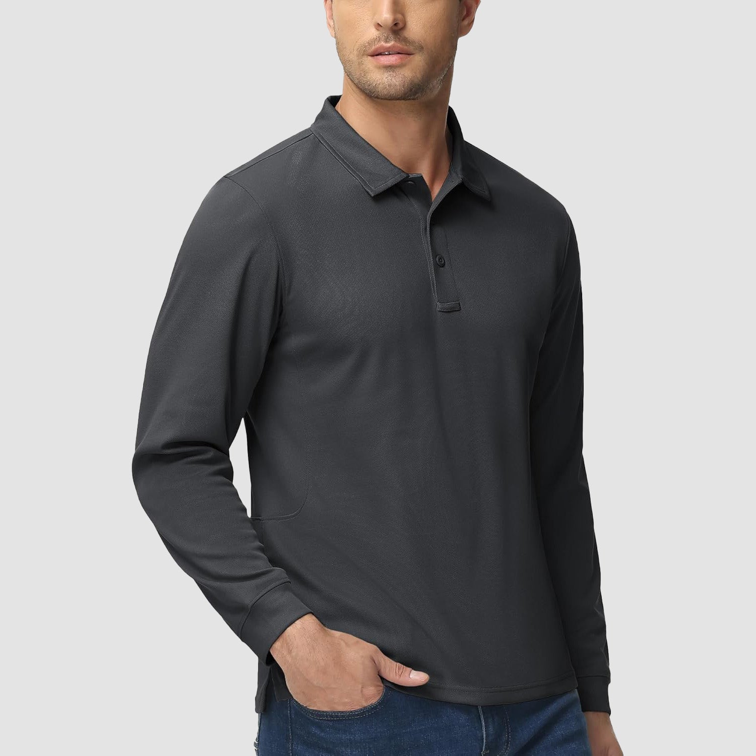 Men's Quick Dry Tactical Polo - Long Sleeve Performance Shirt