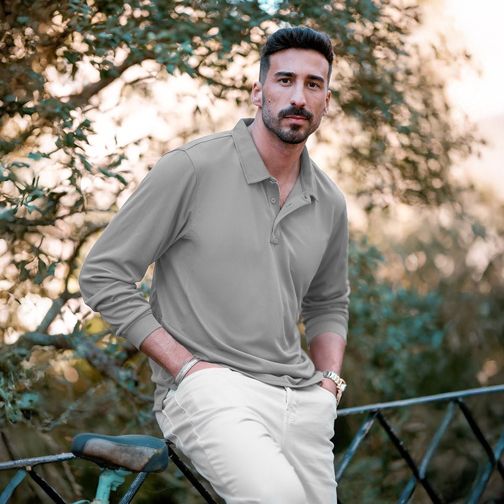 Men's Quick Dry Tactical Polo - Long Sleeve Performance Shirt