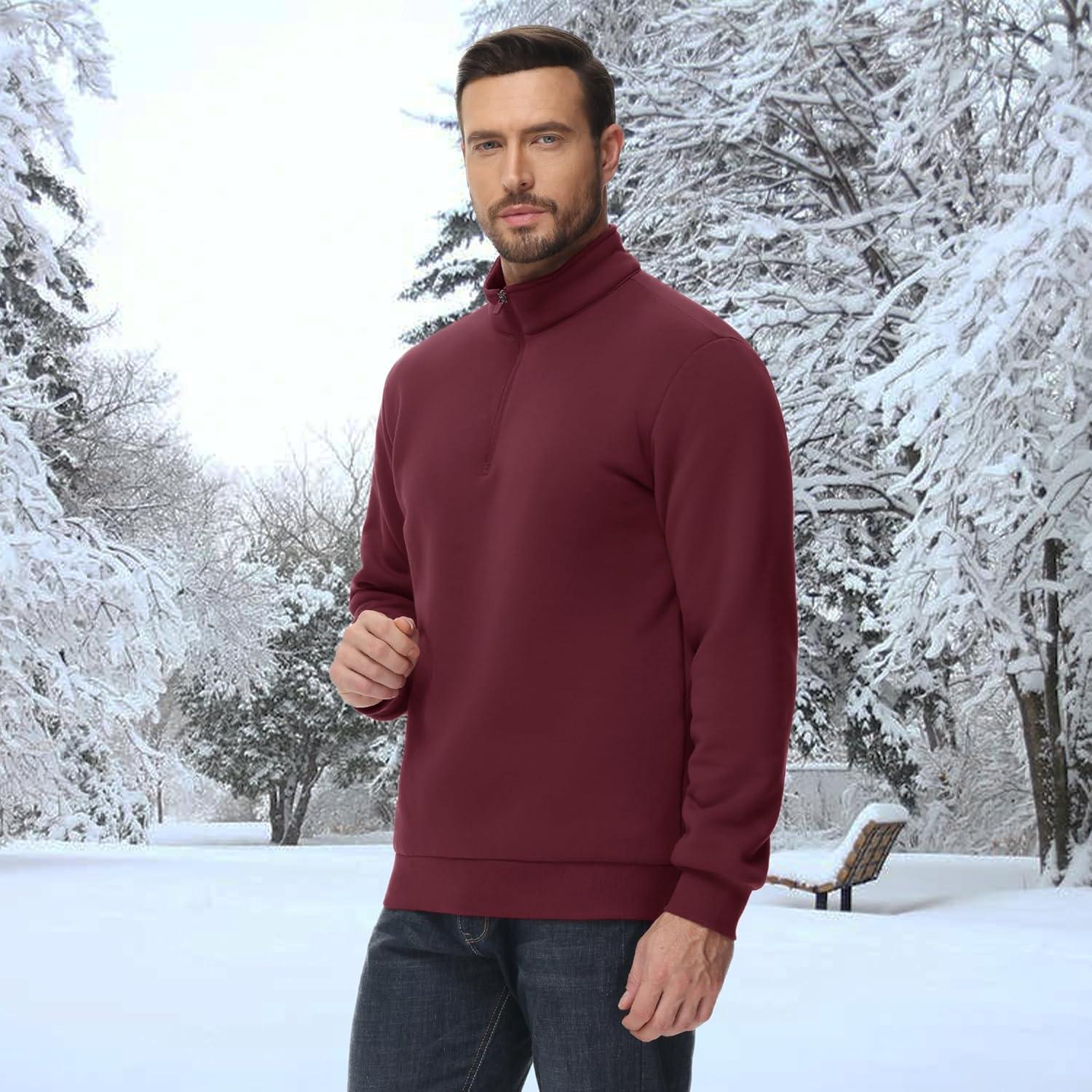 Men's Sherpa Lined Quarter Zip Fleece Pullover
