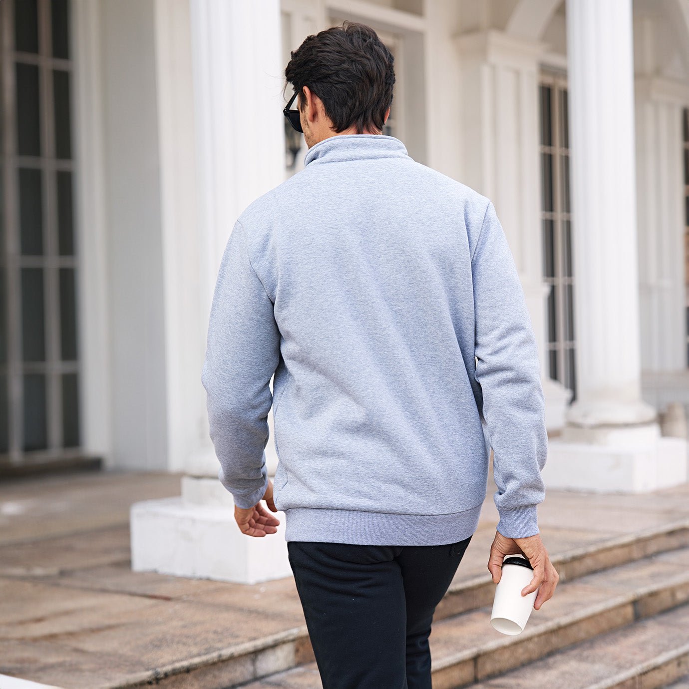Men's Sherpa Lined Quarter Zip Fleece Pullover