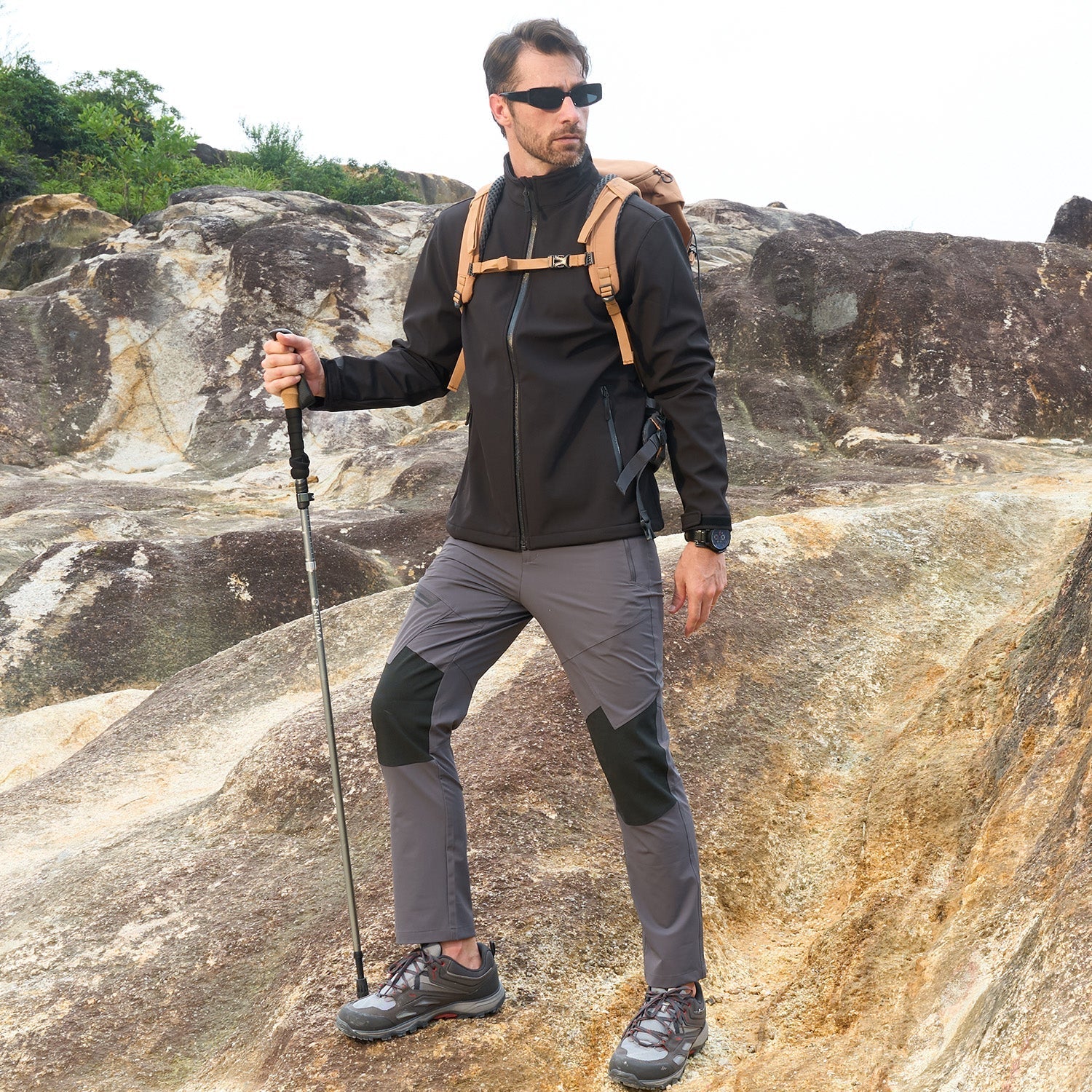 Men's Tactical Trekking Pants - Ripstop Hiking with Zipper Pockets