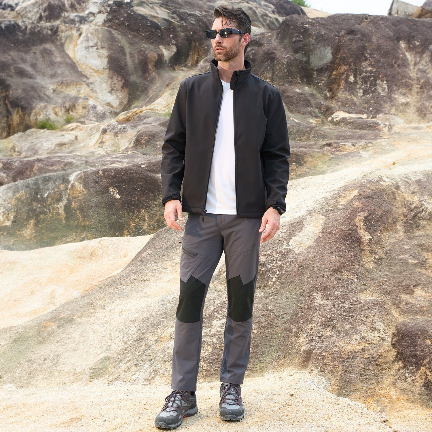 Men's Tactical Trekking Pants - Ripstop Hiking with Zipper Pockets