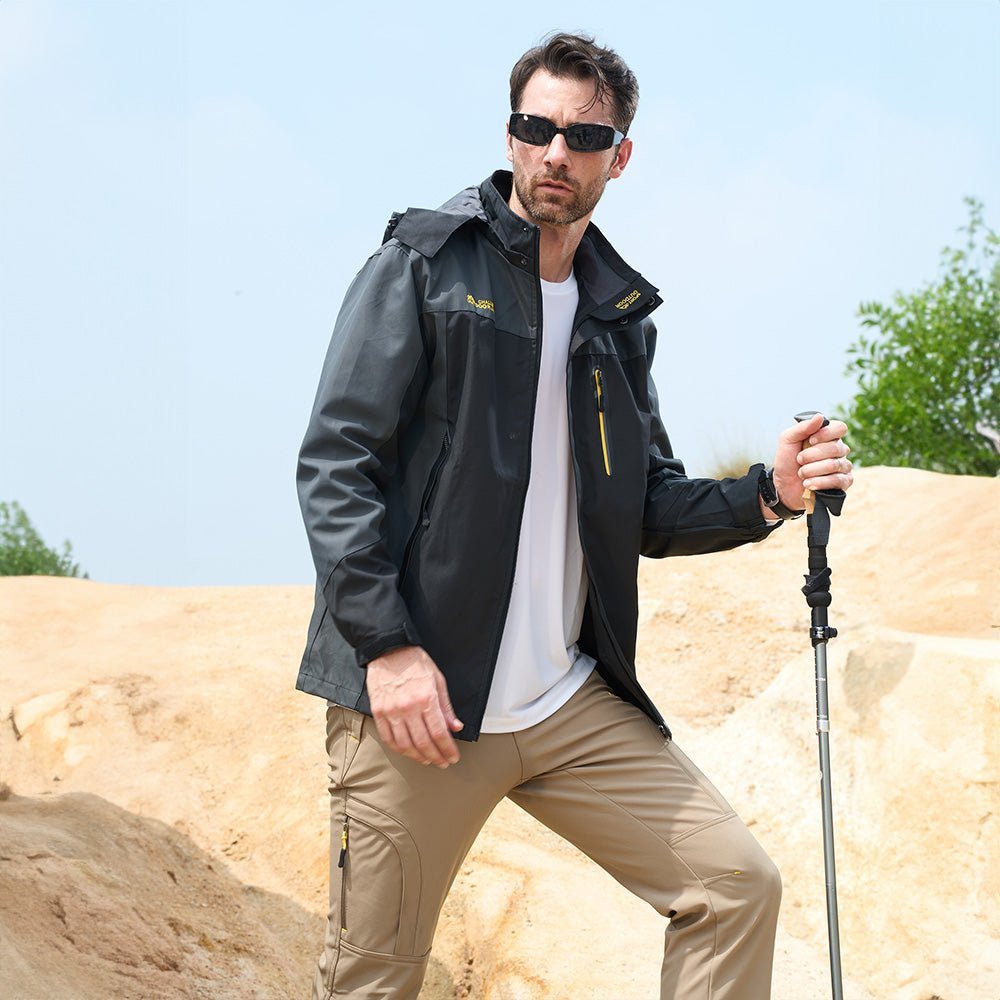 Men's Windproof Water Resistant Jacket - 5 Pockets for Hiking - veyora