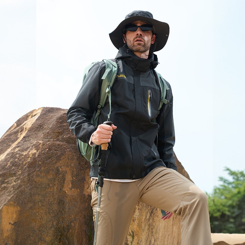 Men's Windproof Water Resistant Jacket - 5 Pockets for Hiking - veyora