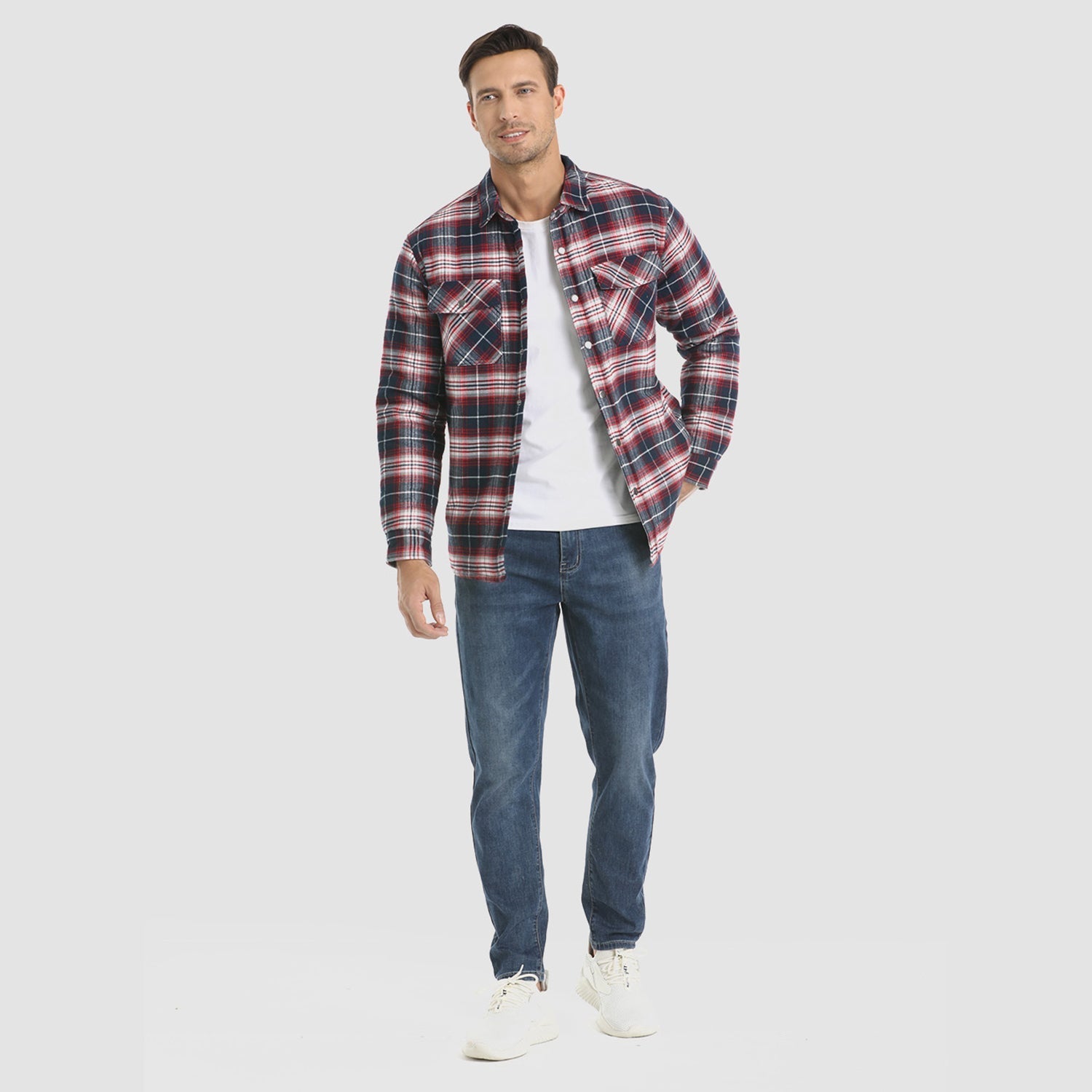 Men's Quilted Flannel Jacket - Warm Winter Padded Shirt