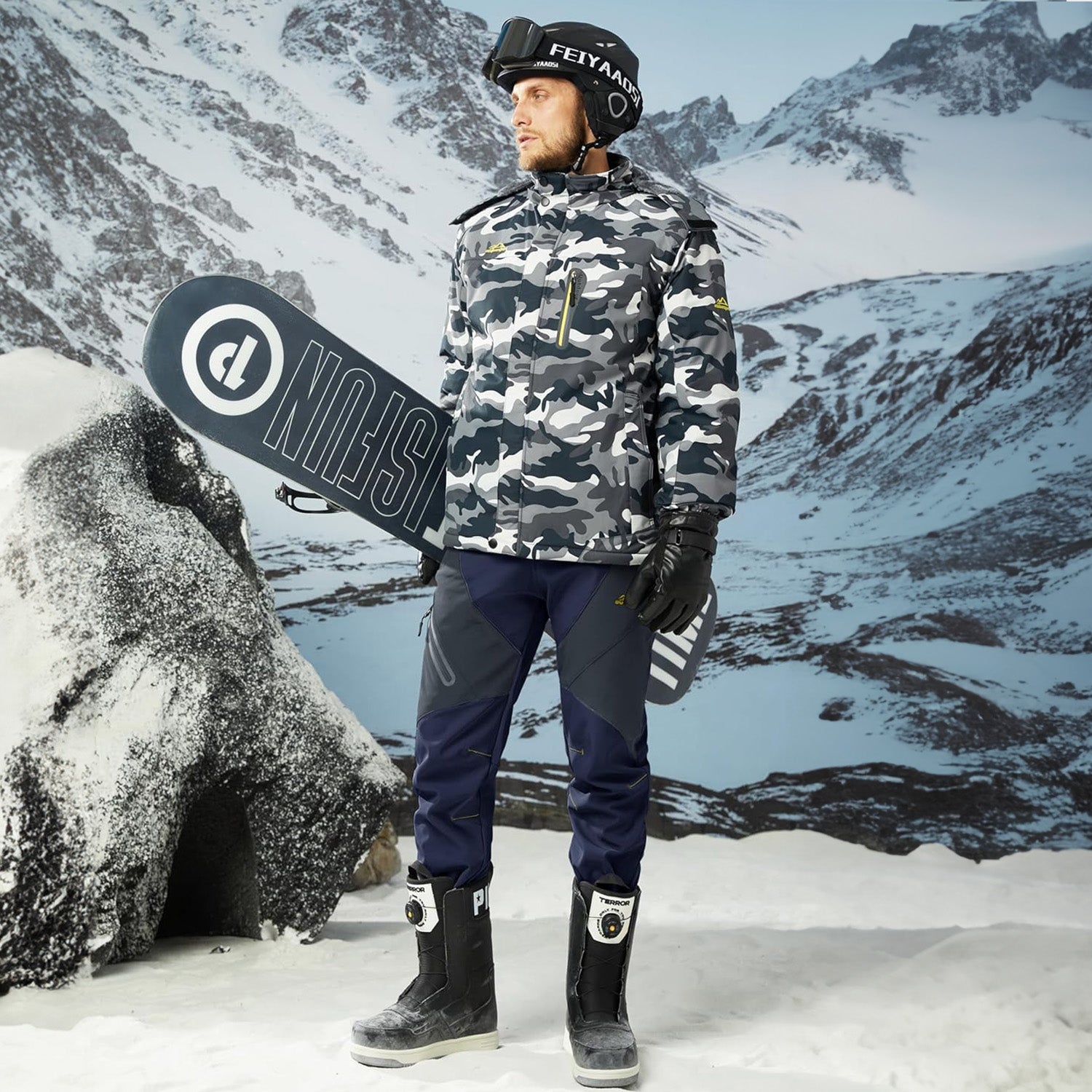 Men's Fleece - Lined Waterproof Snow Pants with Zip Pockets - veyora