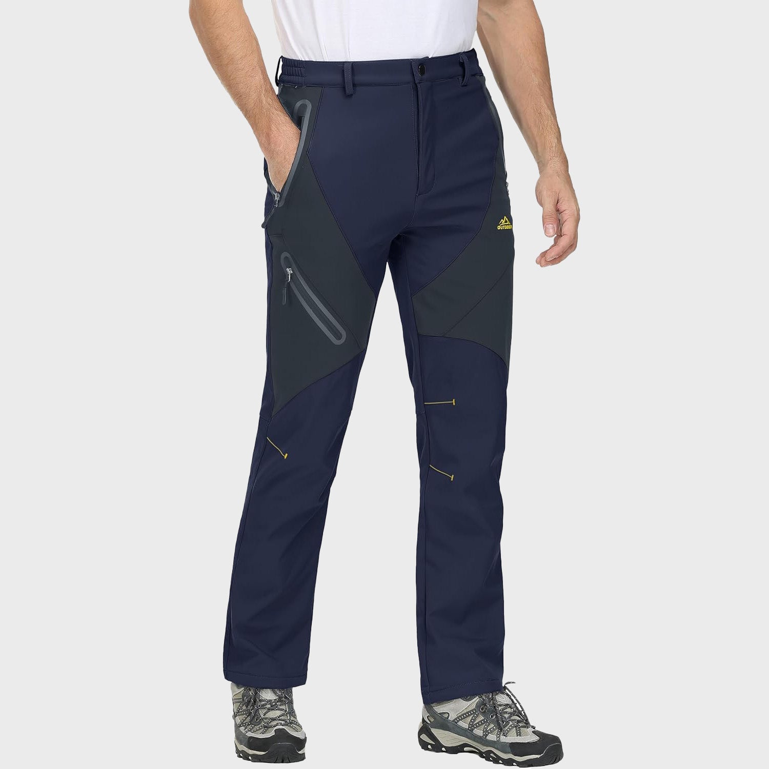 Men's Fleece - Lined Waterproof Snow Pants with Zip Pockets - veyora